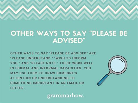 synonym for please be advised.